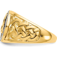 14K Yellow Gold Domed Trinity Ring with Onyx and Diamond Accents - 0.02 Carat Total Diamond Weight by Oro Pregiato