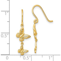 14K Yellow Gold Double Butterfly Drop Earrings - 27.1mm Length by Oro Pregiato