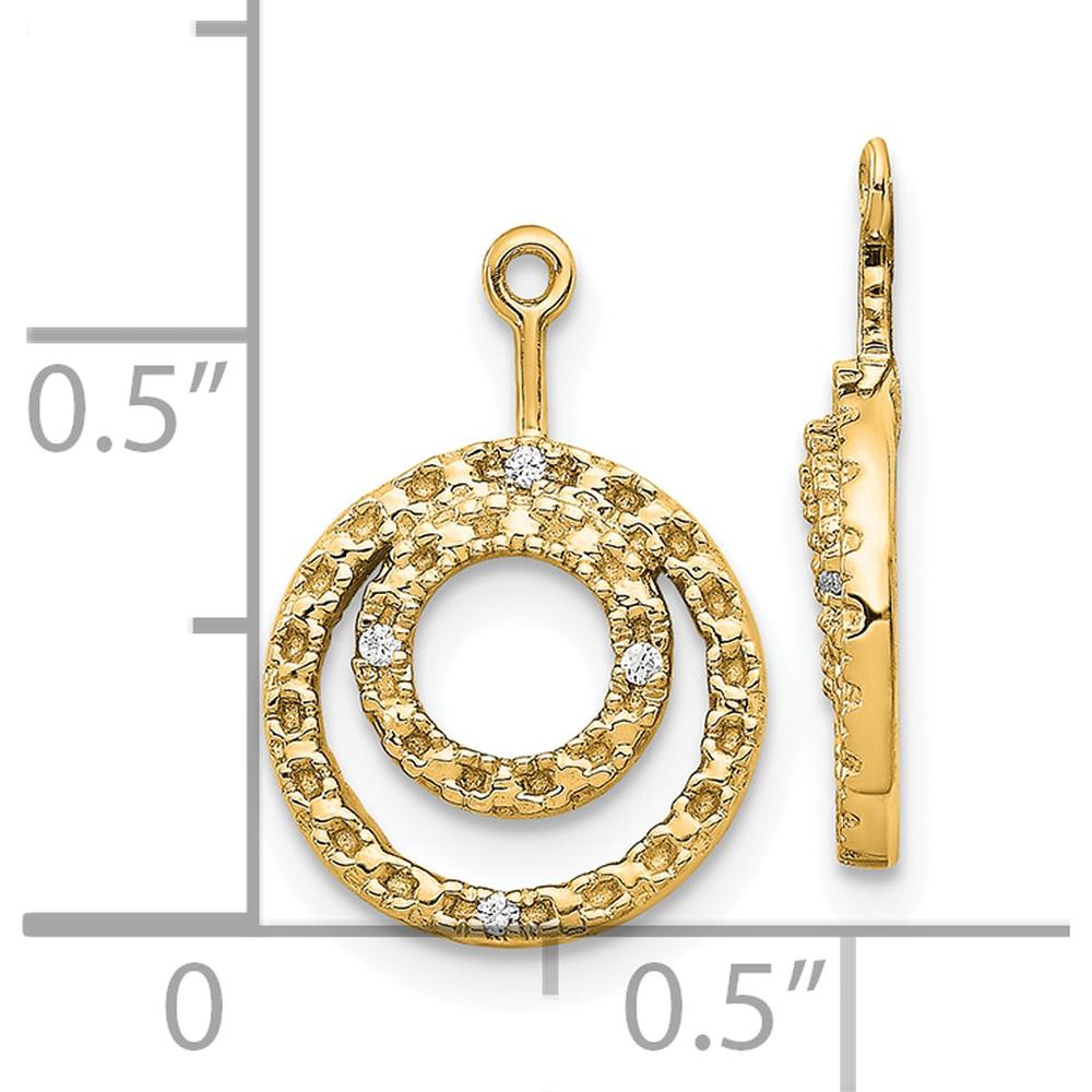 14K Yellow Gold Double Circle Earring Jackets with Round Diamonds - 0.014 Carats Total Diamond Weight by Oro Pregiato
