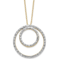 14K Yellow Gold Double Circle Pendant Necklace with Diamonds - 0.60 Carats Total Diamond Weight by Monteluci Fine Jewelry
