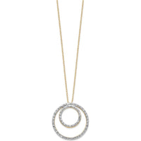 14K Yellow Gold Double Circle Pendant Necklace with Diamonds - 0.60 Carats Total Diamond Weight by Monteluci Fine Jewelry