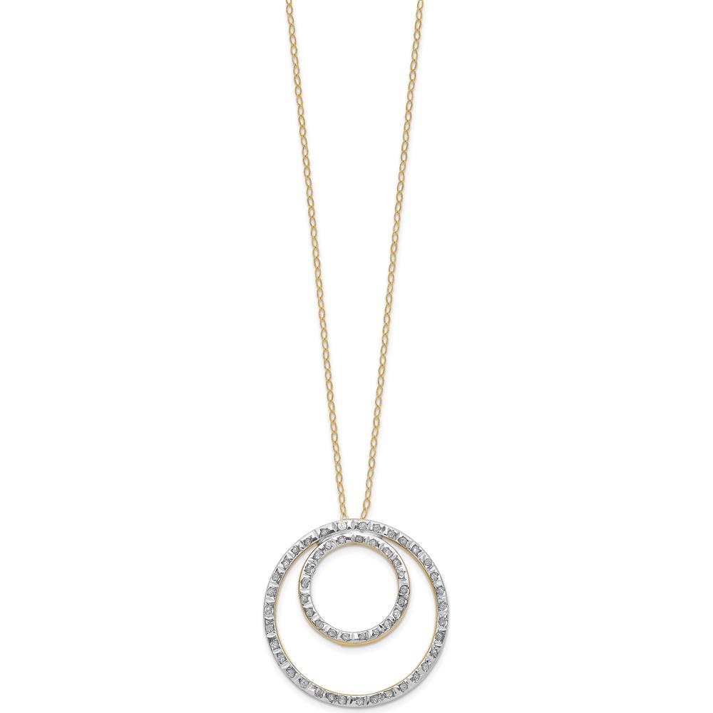 14K Yellow Gold Double Circle Pendant Necklace with Diamonds - 0.60 Carats Total Diamond Weight by Monteluci Fine Jewelry