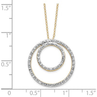 14K Yellow Gold Double Circle Pendant Necklace with Diamonds - 0.60 Carats Total Diamond Weight by Monteluci Fine Jewelry