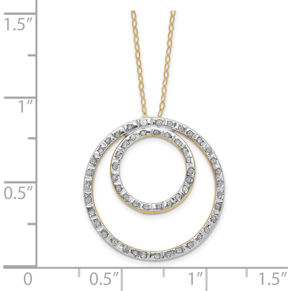 14K Yellow Gold Double Circle Pendant Necklace with Diamonds - 0.60 Carats Total Diamond Weight by Monteluci Fine Jewelry