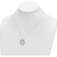 14K Yellow Gold Double Circle Pendant Necklace with Diamonds - 0.60 Carats Total Diamond Weight by Monteluci Fine Jewelry