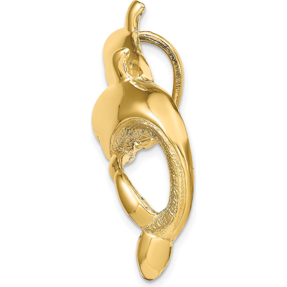 14K Yellow Gold Double Dolphin Omega Slide Pendant Charm by Oro Pregiato