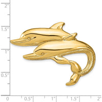 14K Yellow Gold Double Dolphin Omega Slide Pendant Charm by Oro Pregiato