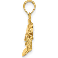 14K Yellow Gold Double Dolphin Pendant Charm - Polished Ocean Motif by Oro Pregiato