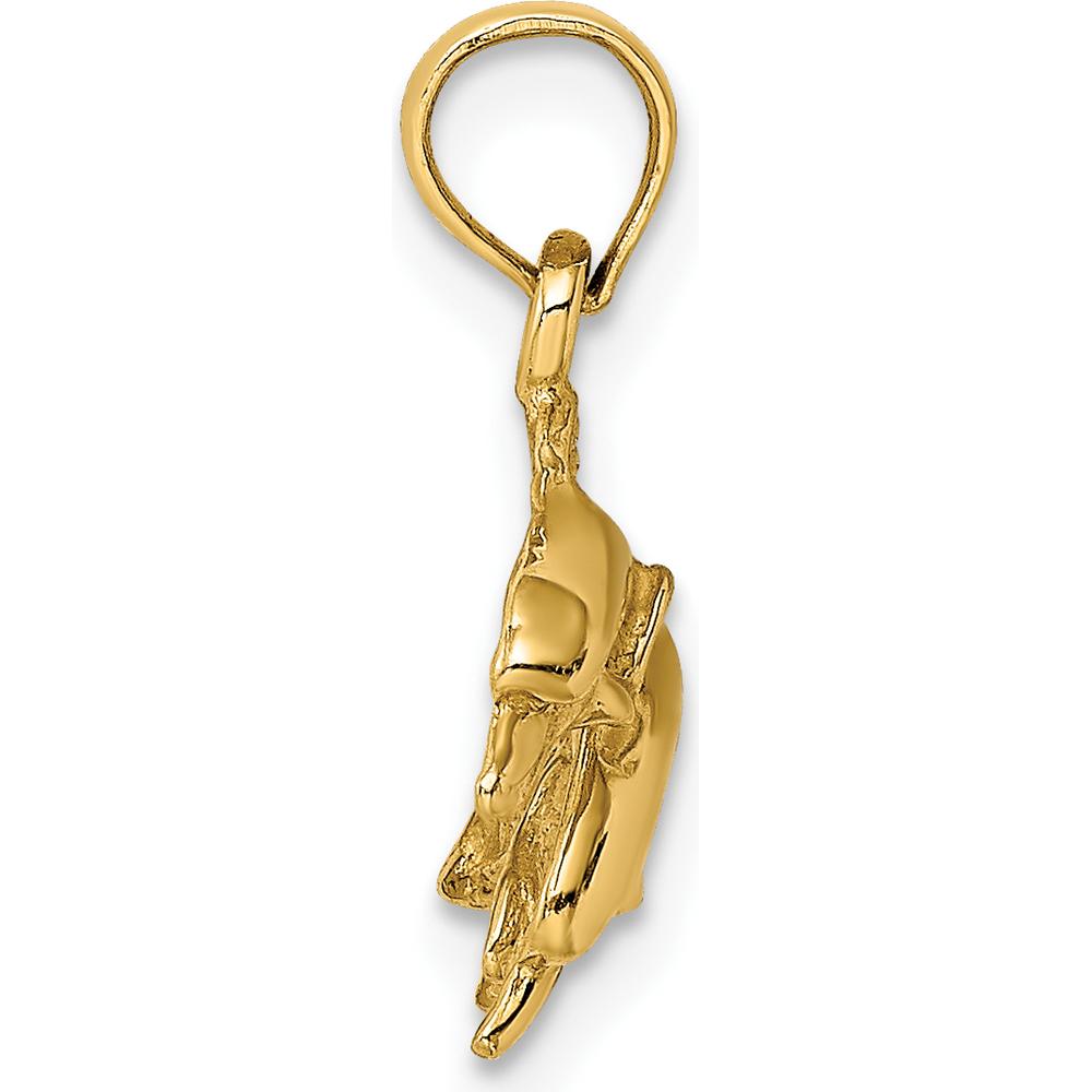 14K Yellow Gold Double Dolphin Pendant with Polished and Textured Detail by Oro Pregiato