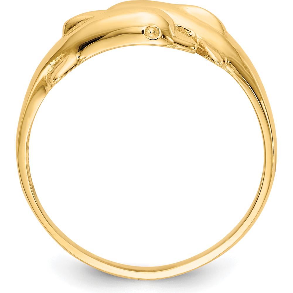 14K Yellow Gold Double Dolphin Ring - Playful Themed Design by Oro Pregiato