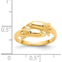 14K Yellow Gold Double Dolphin Ring - Playful Themed Design by Oro Pregiato