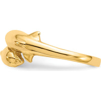 14K Yellow Gold Double Dolphin Ring - Playful Themed Design by Oro Pregiato