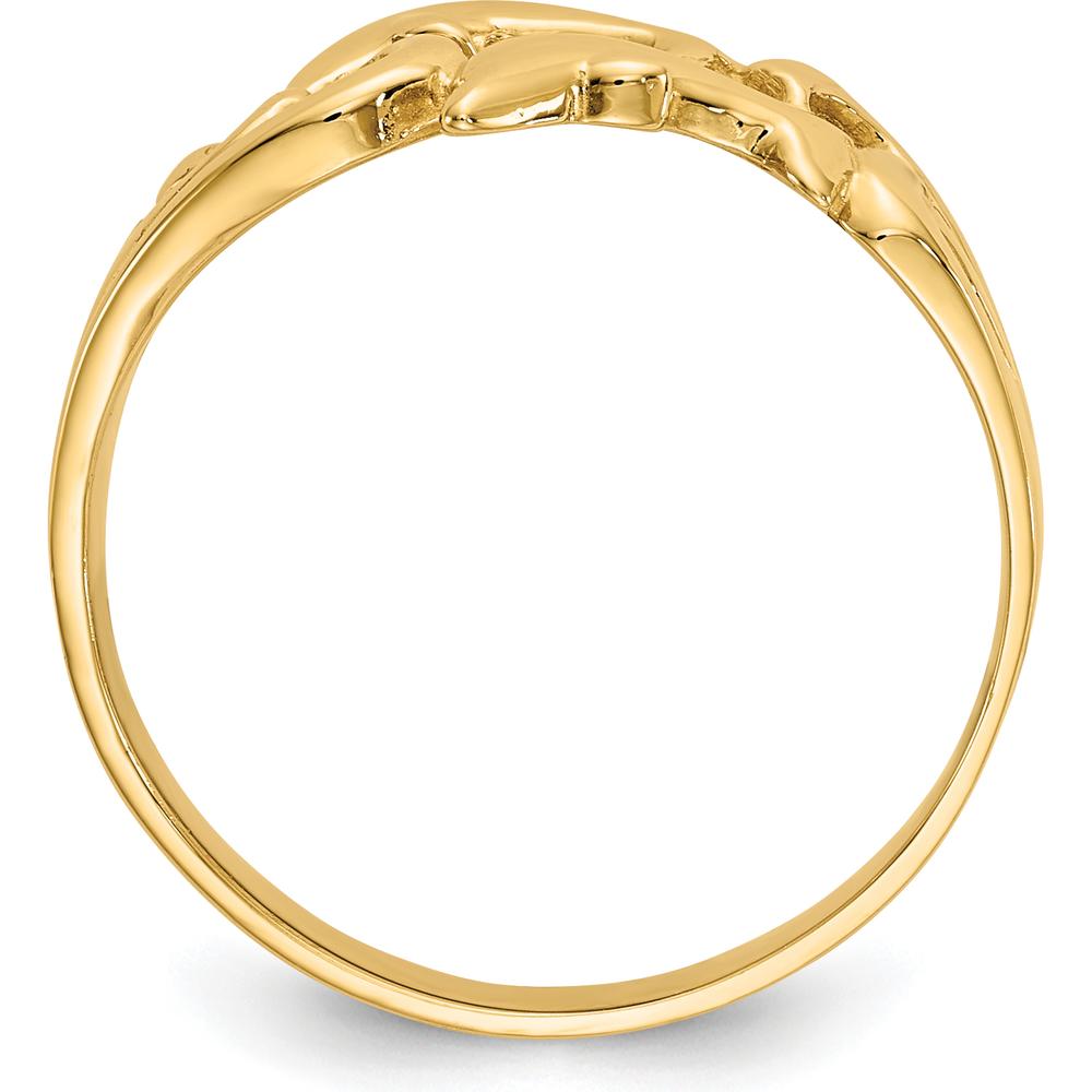 14K Yellow Gold Double Dolphins with Waves Themed Ring by Oro Pregiato