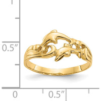 14K Yellow Gold Double Dolphins with Waves Themed Ring by Oro Pregiato