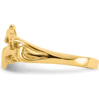 14K Yellow Gold Double Dolphins with Waves Themed Ring by Oro Pregiato