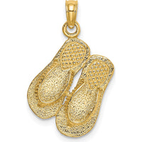 14K Yellow Gold Double Flip-Flop Motif Pendant with Textured Detailing by Oro Pregiato