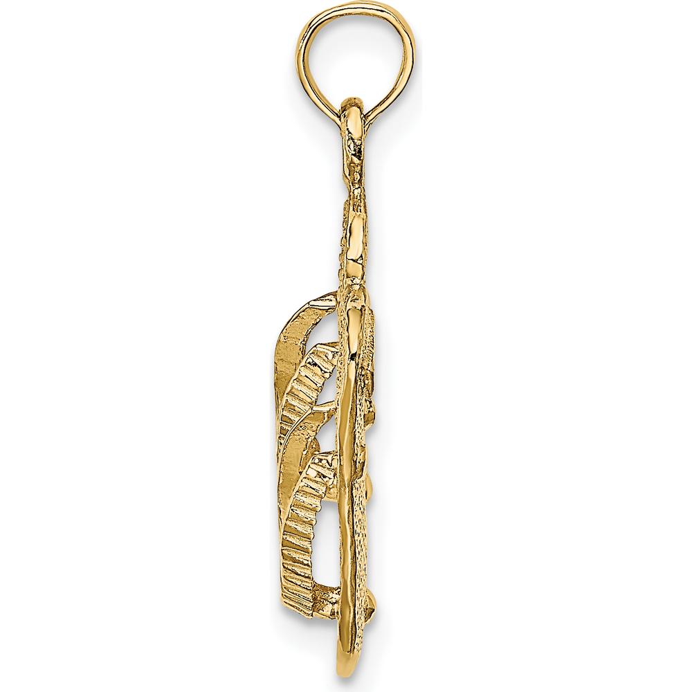 14K Yellow Gold Double Flip-Flop Motif Pendant with Textured Detailing by Oro Pregiato