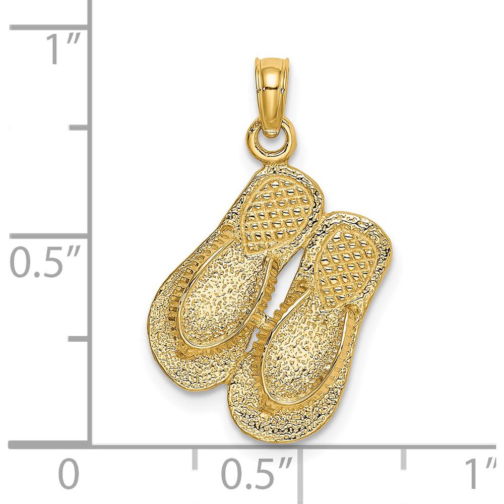 14K Yellow Gold Double Flip-Flop Motif Pendant with Textured Detailing by Oro Pregiato