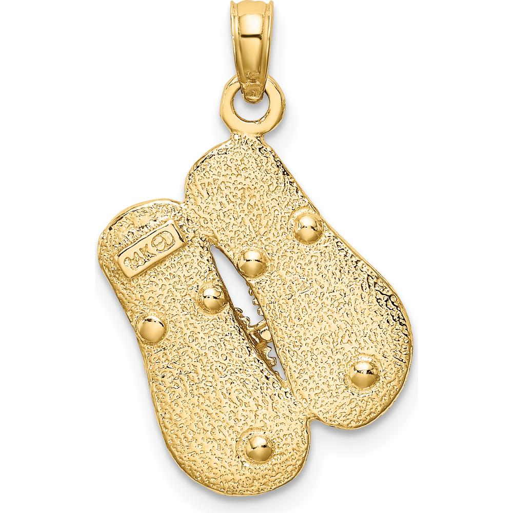 14K Yellow Gold Double Flip-Flop Motif Pendant with Textured Detailing by Oro Pregiato