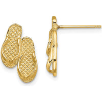 14K Yellow Gold Double Flip-Flop Post Earrings - 16mm in Length by 0