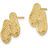 14K Yellow Gold Double Flip-Flop Post Earrings - 16mm in Length by 0