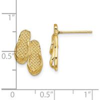 14K Yellow Gold Double Flip-Flop Post Earrings - 16mm in Length by 0
