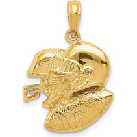 14K Yellow Gold Double Football Helmets and Ball Charm - 23mm Length by Oro Pregiato