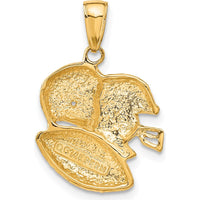 14K Yellow Gold Double Football Helmets and Ball Charm - 23mm Length by Oro Pregiato