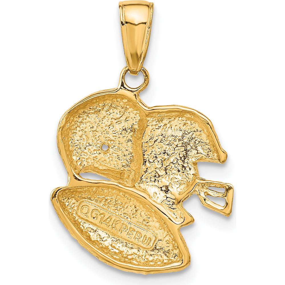 14K Yellow Gold Double Football Helmets and Ball Charm - 23mm Length by Oro Pregiato