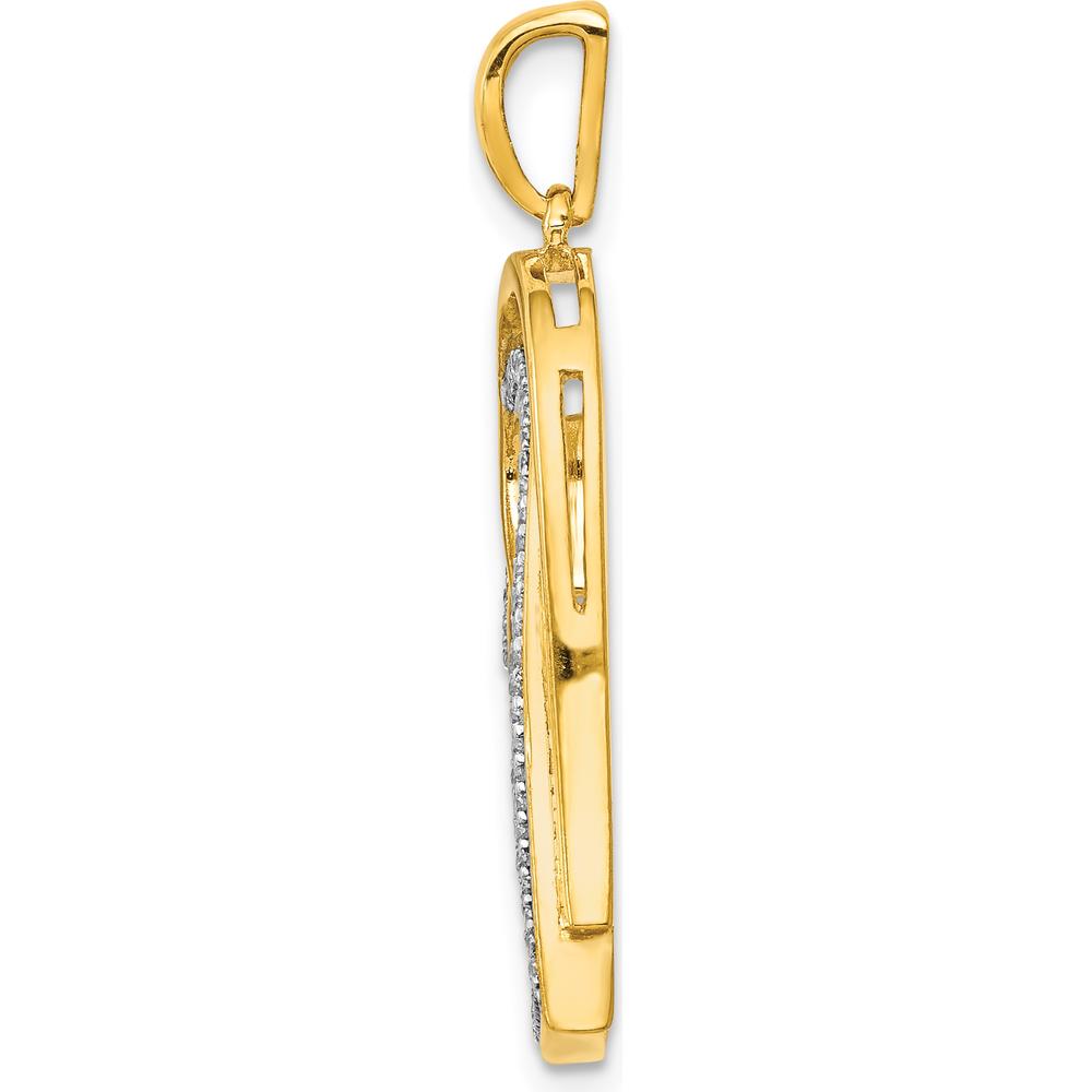 14K Yellow Gold Double Heart Pendant with 1/6 Carat Diamonds - 70 Round Diamonds Total Weight by Monteluci Fine Jewelry