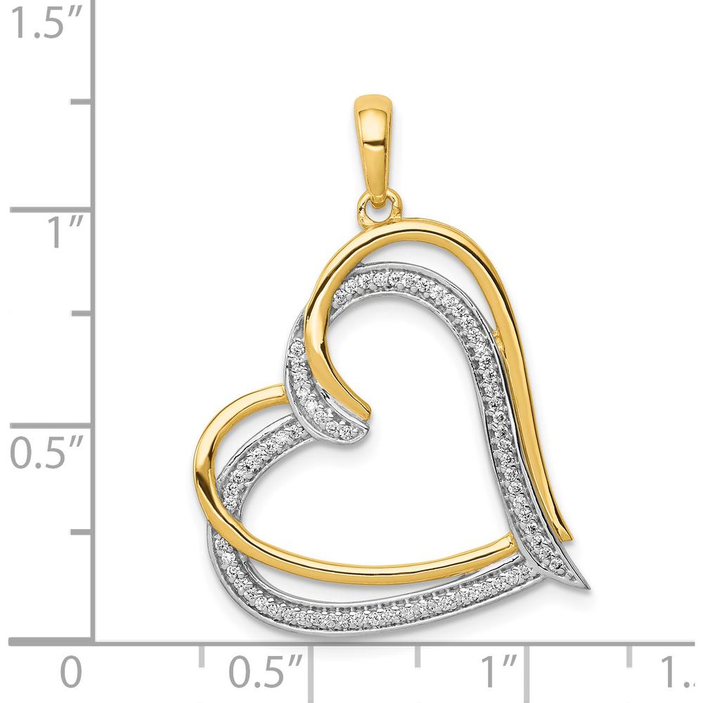 14K Yellow Gold Double Heart Pendant with 1/6 Carat Diamonds - 70 Round Diamonds Total Weight by Monteluci Fine Jewelry