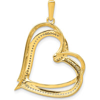 14K Yellow Gold Double Heart Pendant with 1/6 Carat Diamonds - 70 Round Diamonds Total Weight by Monteluci Fine Jewelry