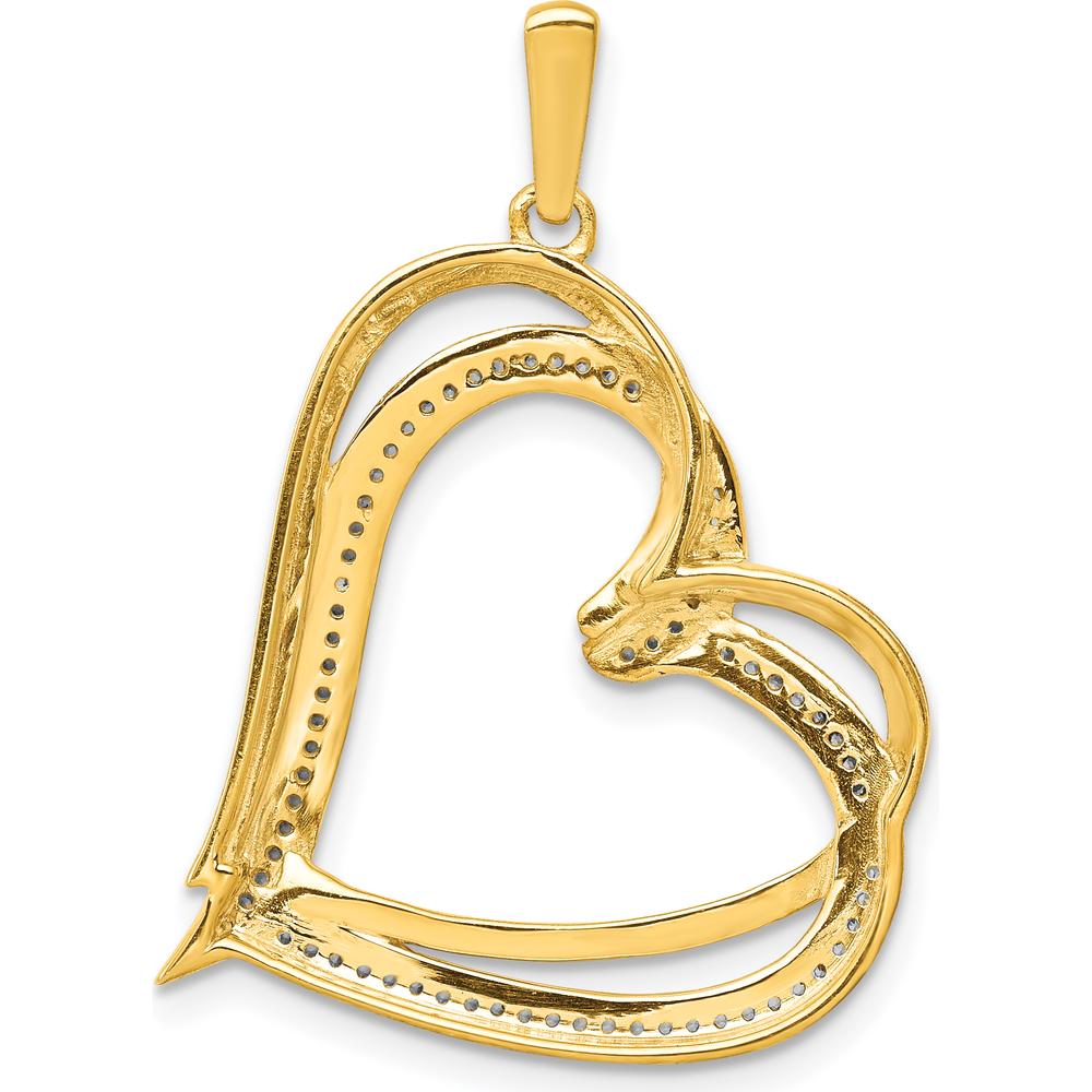 14K Yellow Gold Double Heart Pendant with 1/6 Carat Diamonds - 70 Round Diamonds Total Weight by Monteluci Fine Jewelry