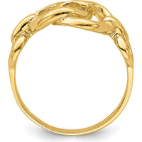 14K Yellow Gold Double Heart Ring with Polished Finish and Diamond-Cut Texture by Oro Pregiato
