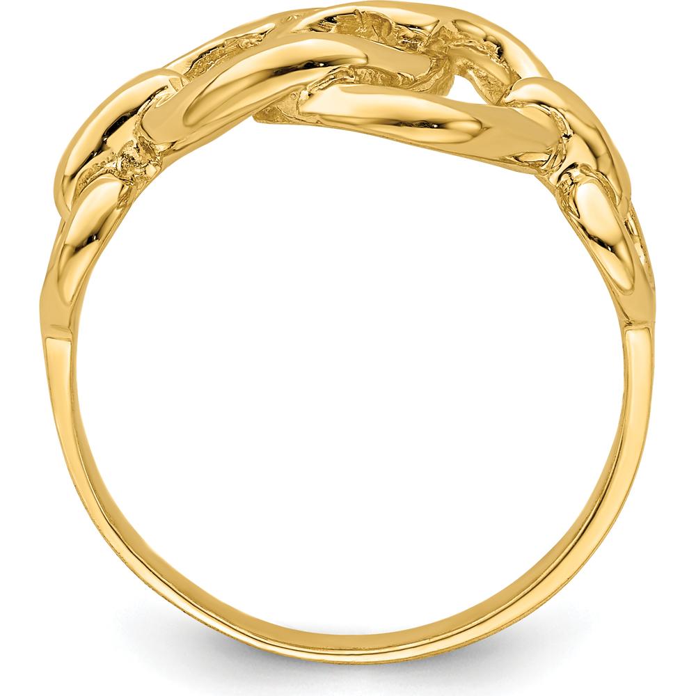 14K Yellow Gold Double Heart Ring with Polished Finish and Diamond-Cut Texture by Oro Pregiato