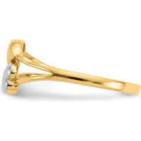 14K Yellow Gold Double Heart Ring with Rhodium Plating by Oro Pregiato