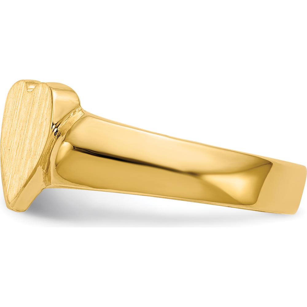 14K Yellow Gold Double Heart Signet Ring with Polished & Satin Finish by 0