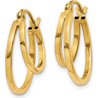 14K Yellow Gold Double Hoop Earrings with Polished Finish - 17mm Width and 17mm Length by 0