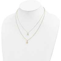 14K Yellow Gold Double Layer Heart Link Necklace with Polished Puffed Hearts - 16" with 2" Extender by 0
