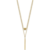 14K Yellow Gold Double Layer Hollow Filigree Bead and Diamond-Cut Bar Necklace - 16" with 2" Extender by 0