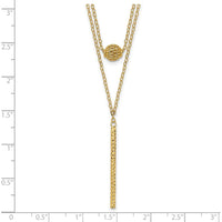 14K Yellow Gold Double Layer Hollow Filigree Bead and Diamond-Cut Bar Necklace - 16" with 2" Extender by 0