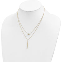 14K Yellow Gold Double Layer Hollow Filigree Bead and Diamond-Cut Bar Necklace - 16" with 2" Extender by 0