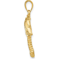 14K Yellow Gold Double Palm Trees Pendant - Tropical Beach-Inspired Design by Oro Pregiato