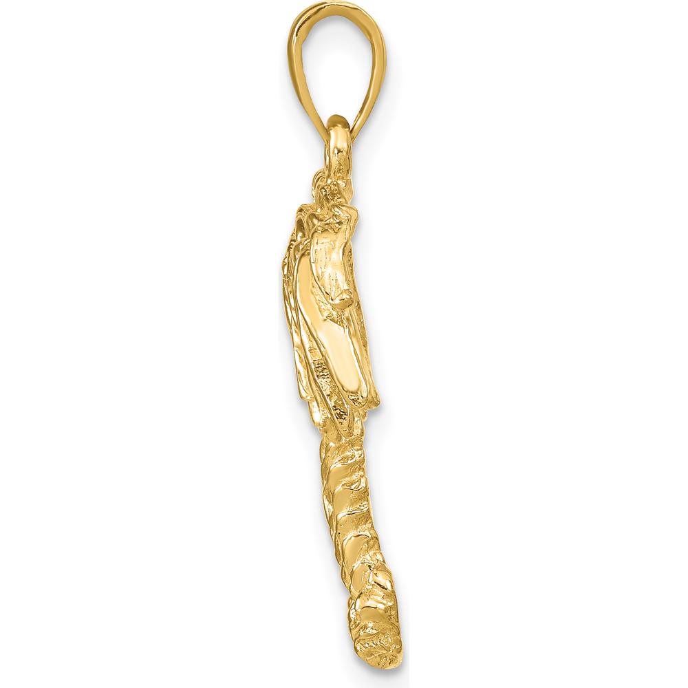 14K Yellow Gold Double Palm Trees Pendant - Tropical Beach-Inspired Design by Oro Pregiato