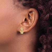 14K Yellow Gold Double Plumeria Flower Drop Earrings - Textured Design with Polished Finish by 0