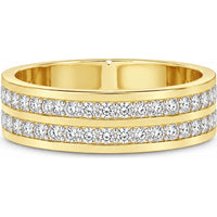 14K Yellow Gold Double Row Band with Channel-Set Round Diamonds - 3.21 Carat Total Diamond Weight by Auriventus