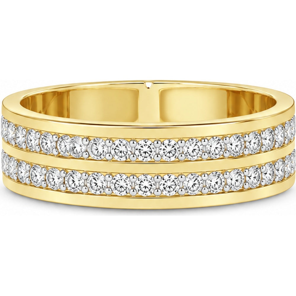 14K Yellow Gold Double Row Band with Channel-Set Round Diamonds - 3.21 Carat Total Diamond Weight by Auriventus
