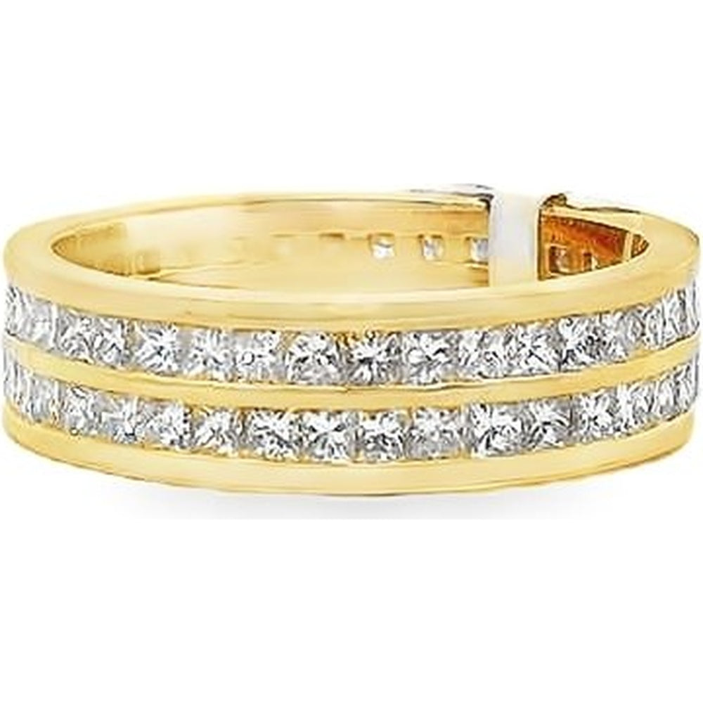 14K Yellow Gold Double Row Band with Channel-Set Round Diamonds - 3.21 Carat Total Diamond Weight by Auriventus