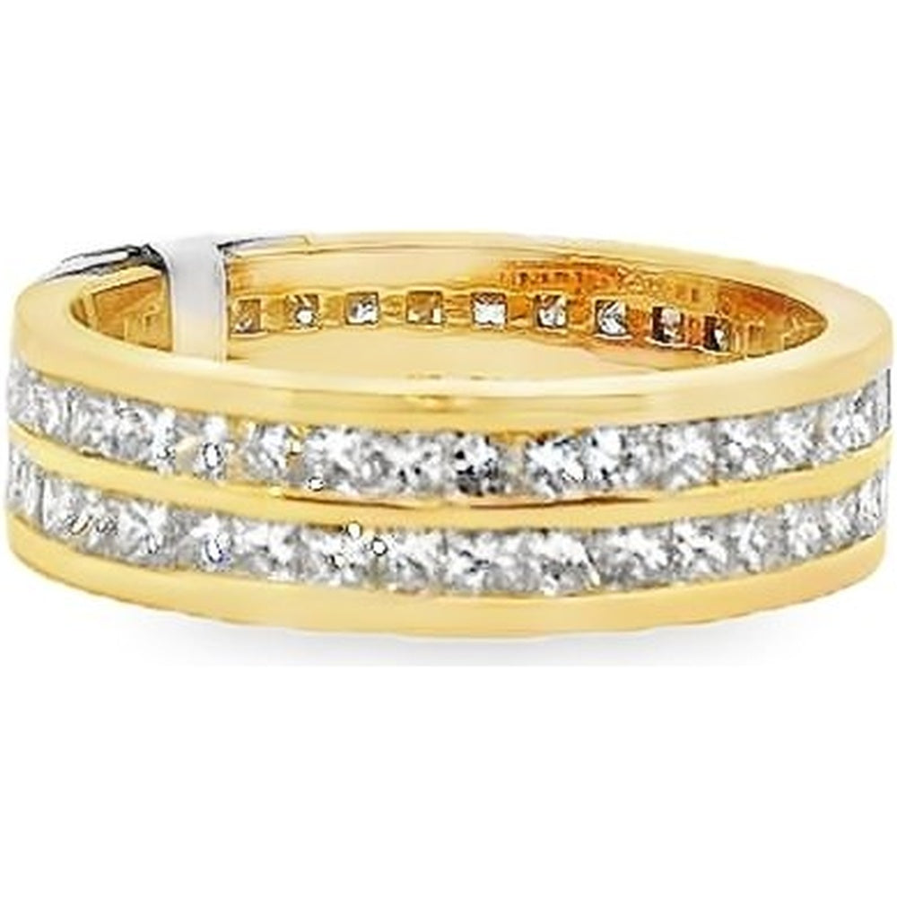 14K Yellow Gold Double Row Band with Channel-Set Round Diamonds - 3.21 Carat Total Diamond Weight by Auriventus