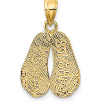 14K Yellow Gold Double Sandals Pendant with Textured Finish by Oro Pregiato